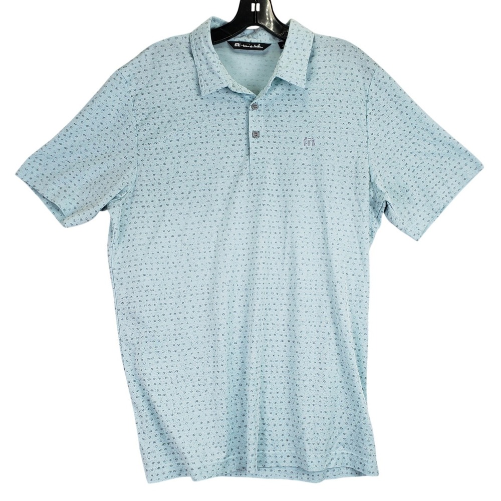 Travis Mathew Micro Dot‎ Performance Polo Shirt Mens L Blue Golfcore Athleisure